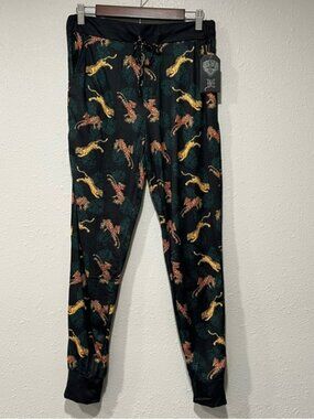 ED HARDY TIGER AOP JOGGER SLEEP LOUNGE PANTS Size Medium Black New With Tags NWT